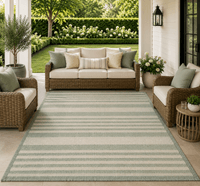 Frisco Striped Outdoor Rug in Green and Beige |Oriental Weavers 