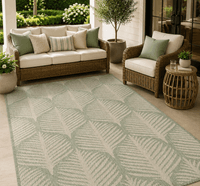 Frisco Leaf Pattern Outdoor Rug Green & Beige | Oriental Weavers Egypt